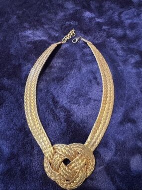Gold Braided Knot Statement Necklace - Women Jewelry